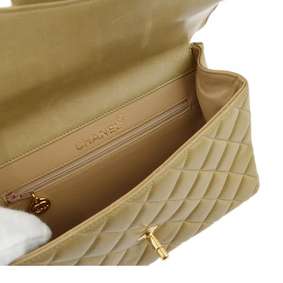 CHANEL BAG DOUBLE FLAPS BEIGE CHAIN QUILTED 💝 - Picture 6 of 9